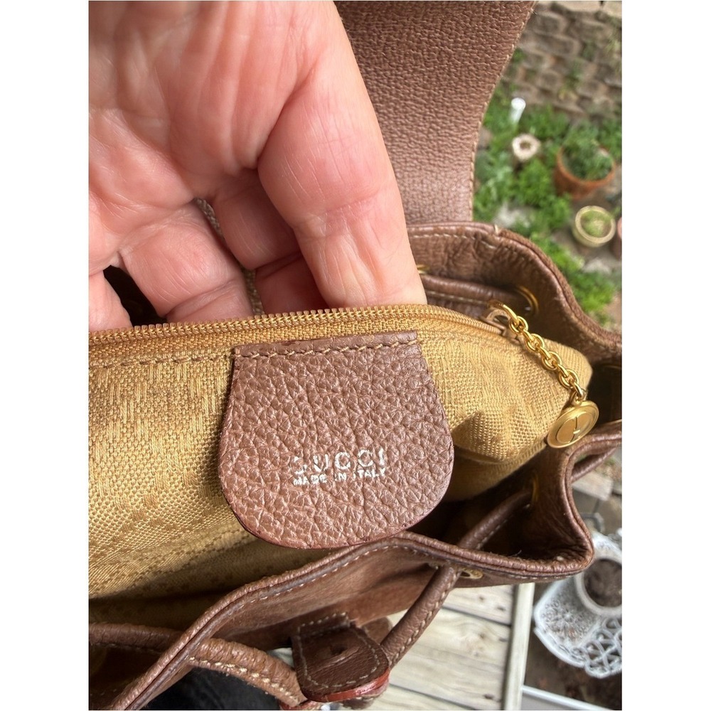 Gucci Suede Bamboo Mini Backpack Brown Leather Italy Vintage - Picture 11 of 16